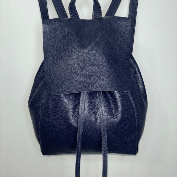 NWOT Genuine leather roomy/large dark blue lace-up backpack 13,5х10х6,5 main image 14